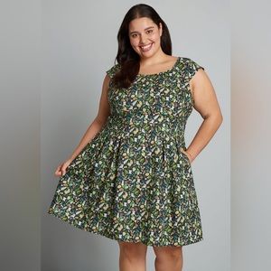 NWT Modcloth x RetroLicious Collab Holiday Dress Cute Festive Print!